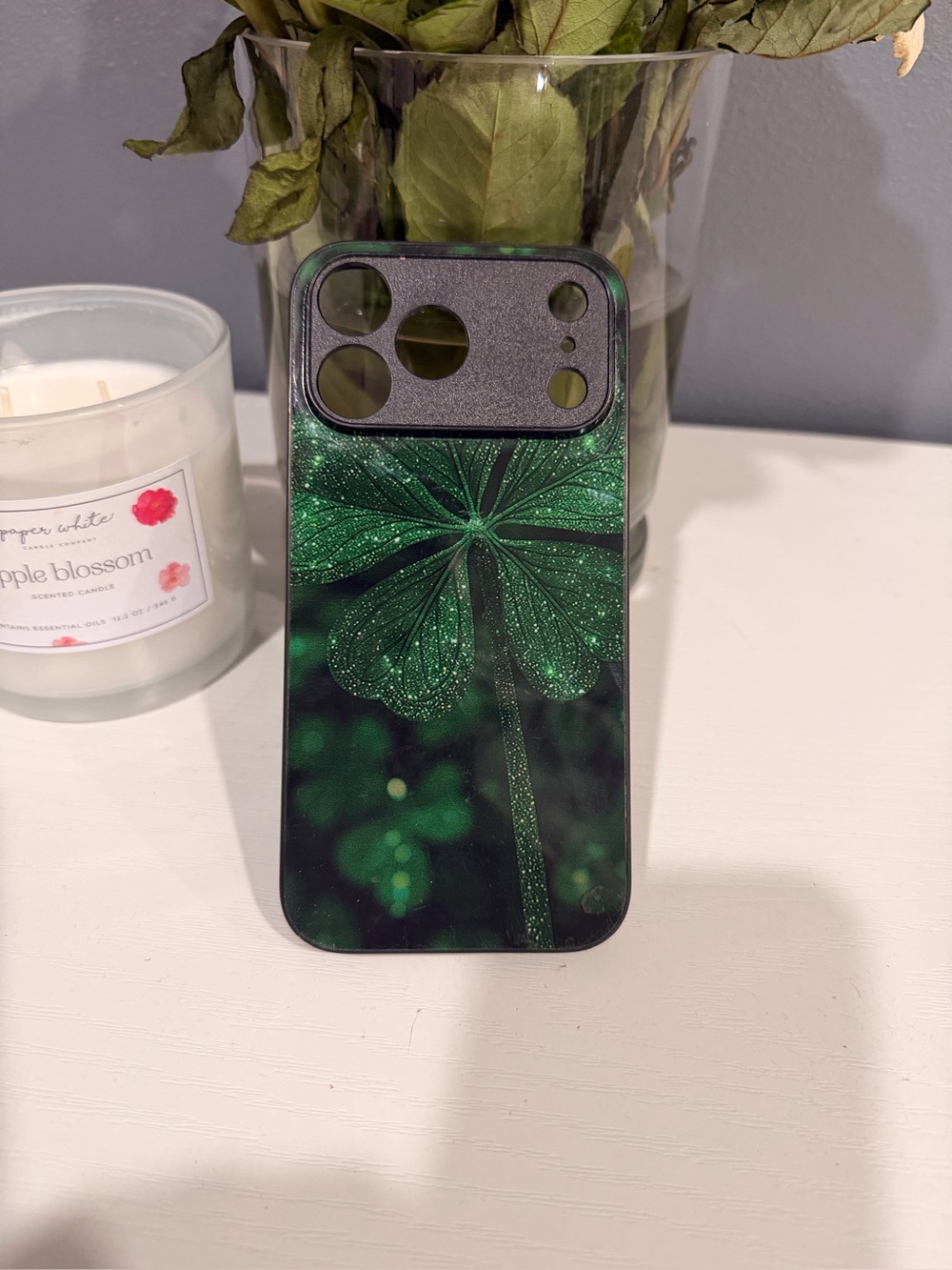 Green Clover Glitter Phone Case iphone 17 pro max